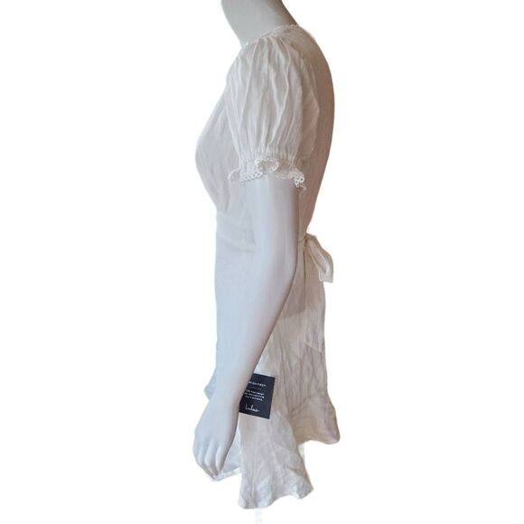 NWT LuLus Vibing in Venice White Ruffled Puff Sleeve Mini Dress (XS) - Picture 8 of 11